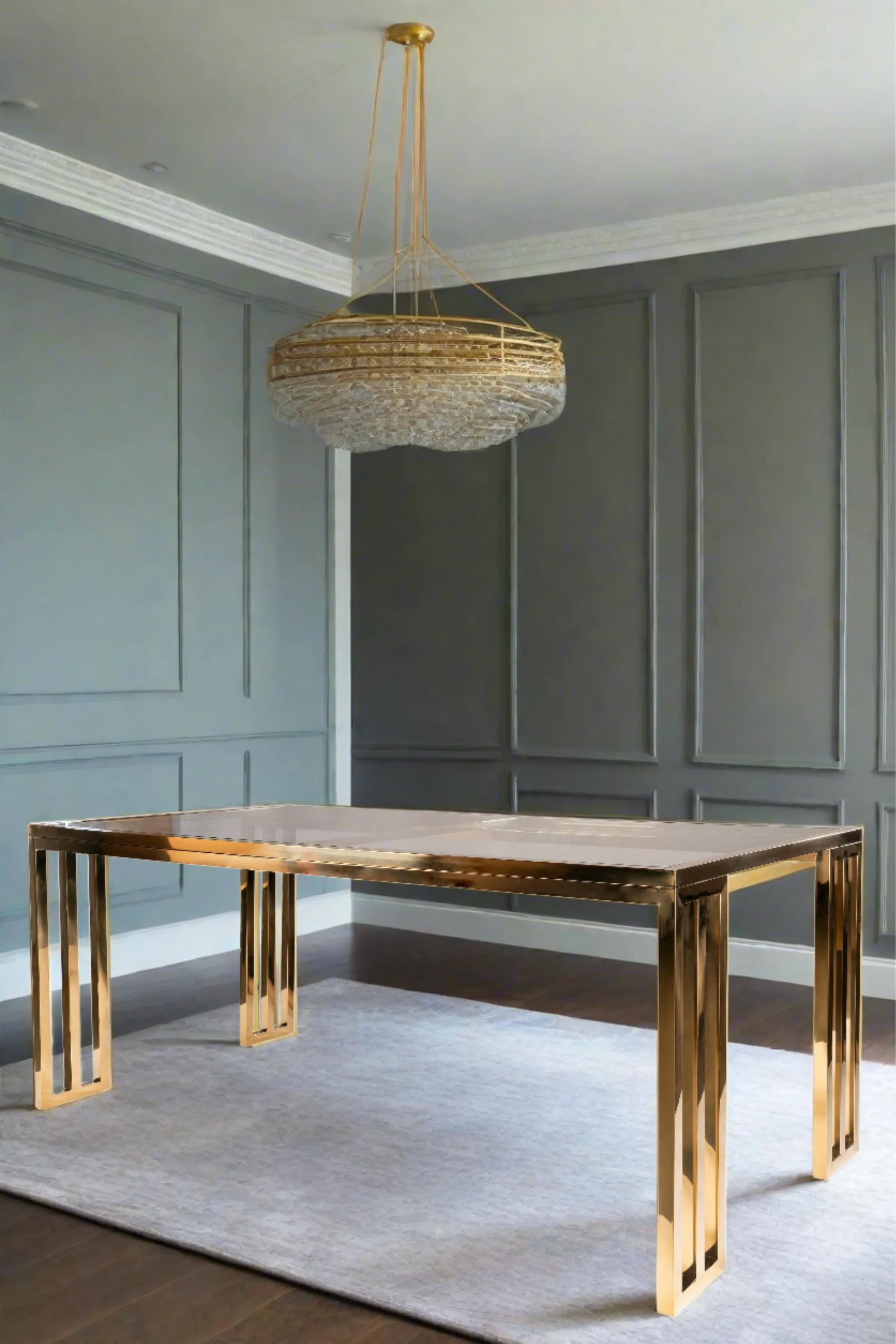 Lorenzo Gold Rectangular Dining Table