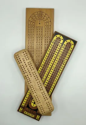 Lot of 3 Vintage Cribbage Boards/ No Pegs /b