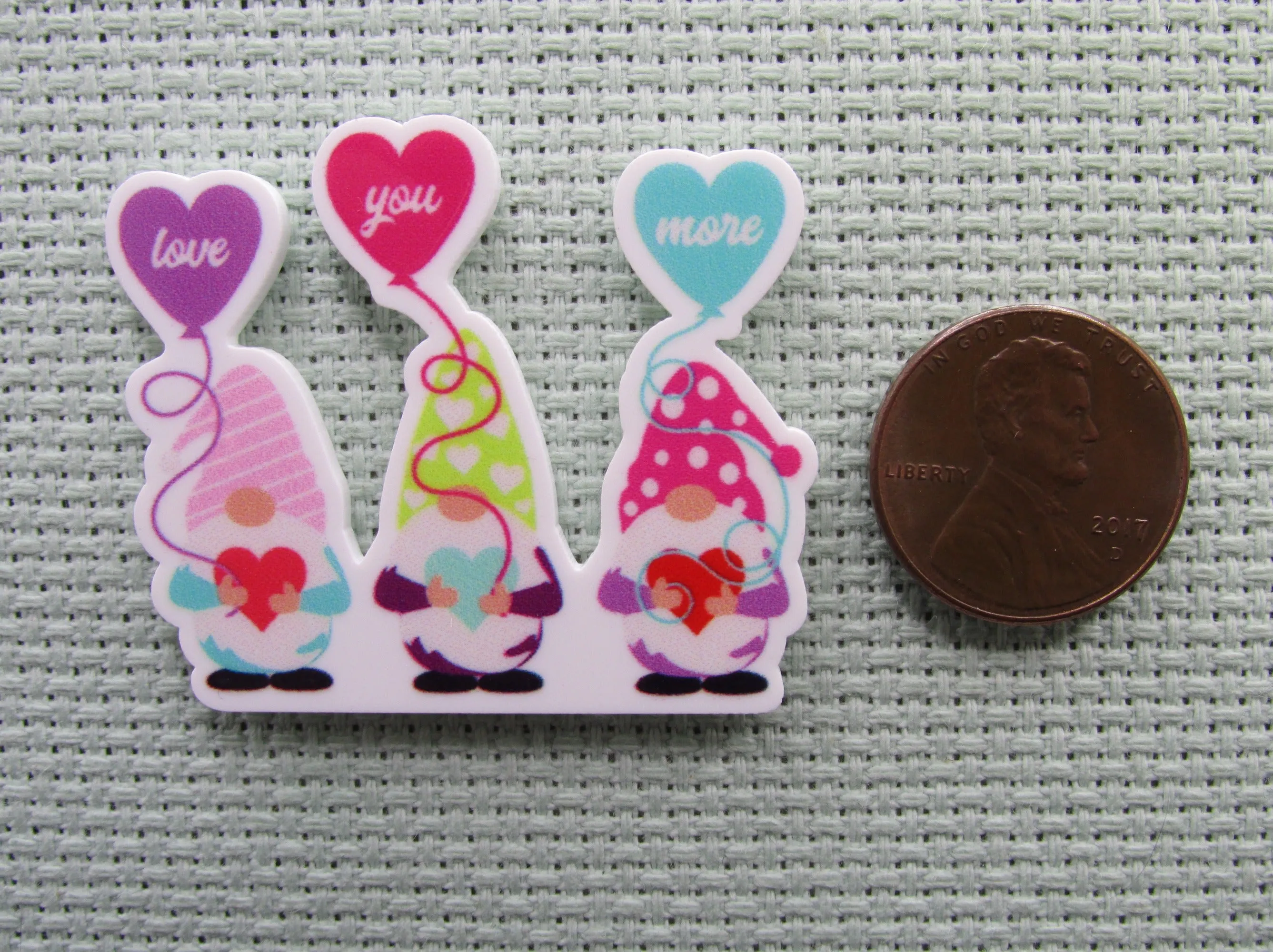 Love You More Valentine's Gnomes Needle Minder, Cover Minder, Magnet