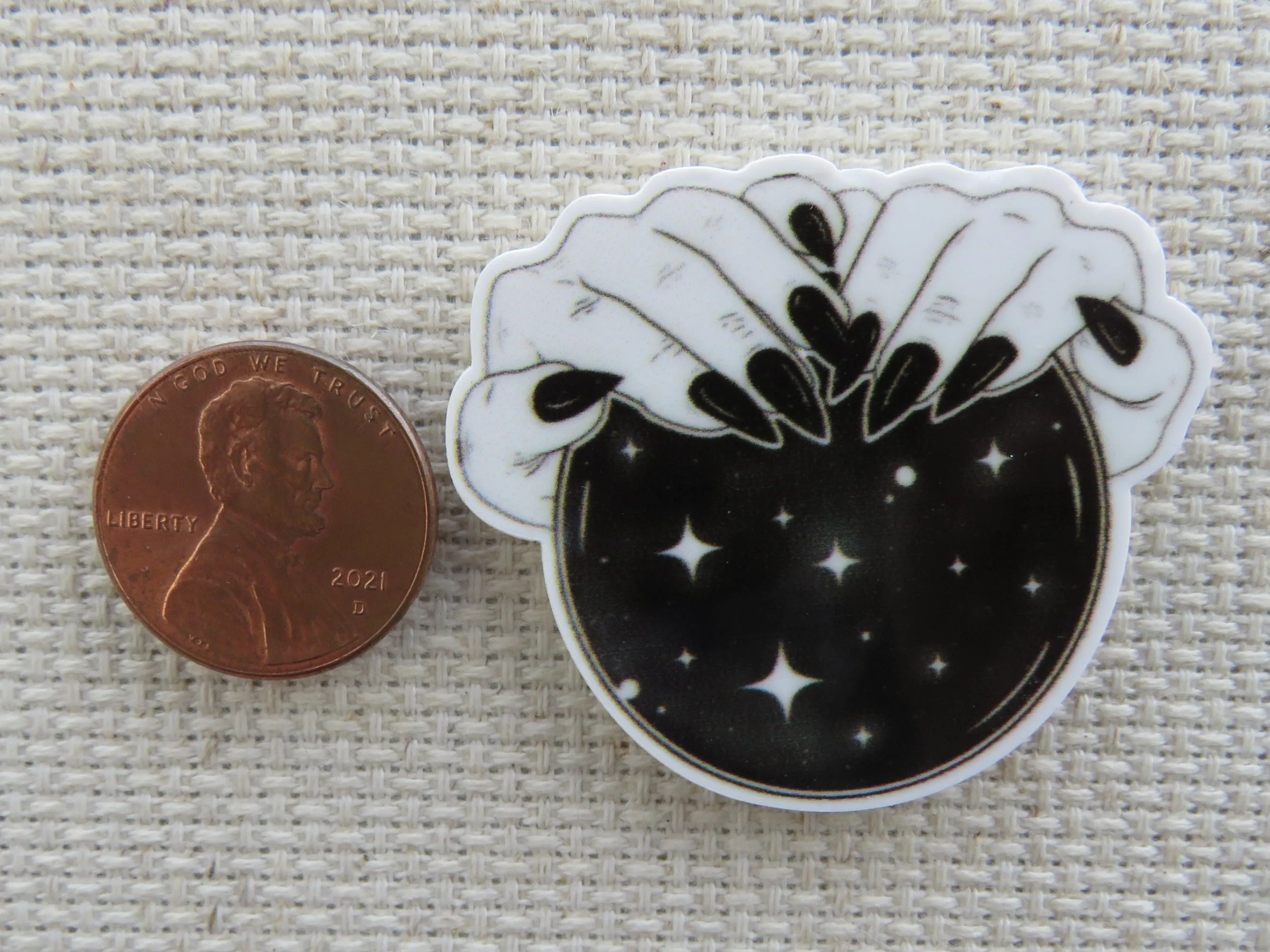 Magical Hands on a Black Crystal Ball Needle Minder, Cover Minder, Magnet LAST ONE!