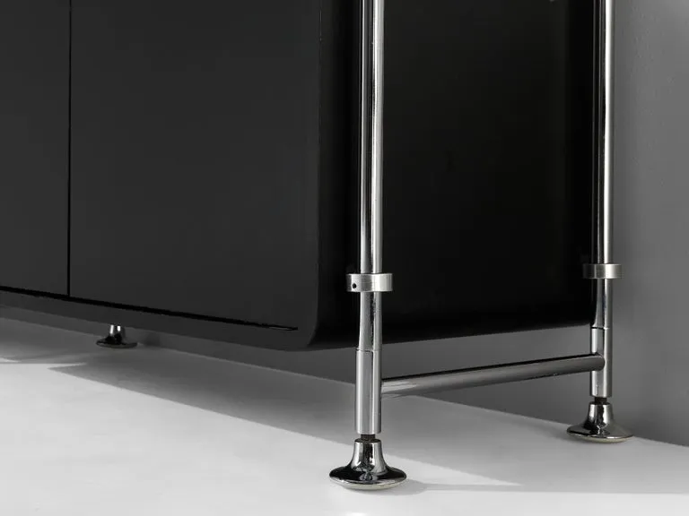 Michel Ducaroy Modular Wall Unit in Black Lacquered Wood and Steel