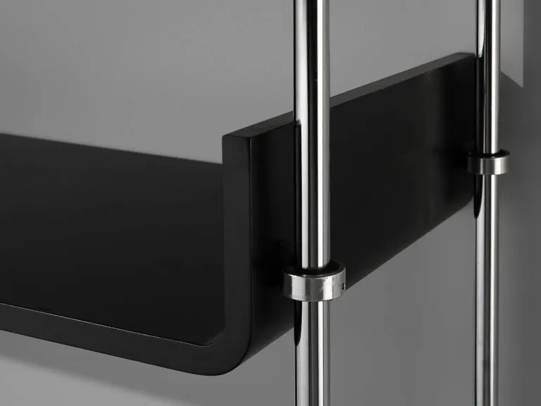 Michel Ducaroy Modular Wall Unit in Black Lacquered Wood and Steel
