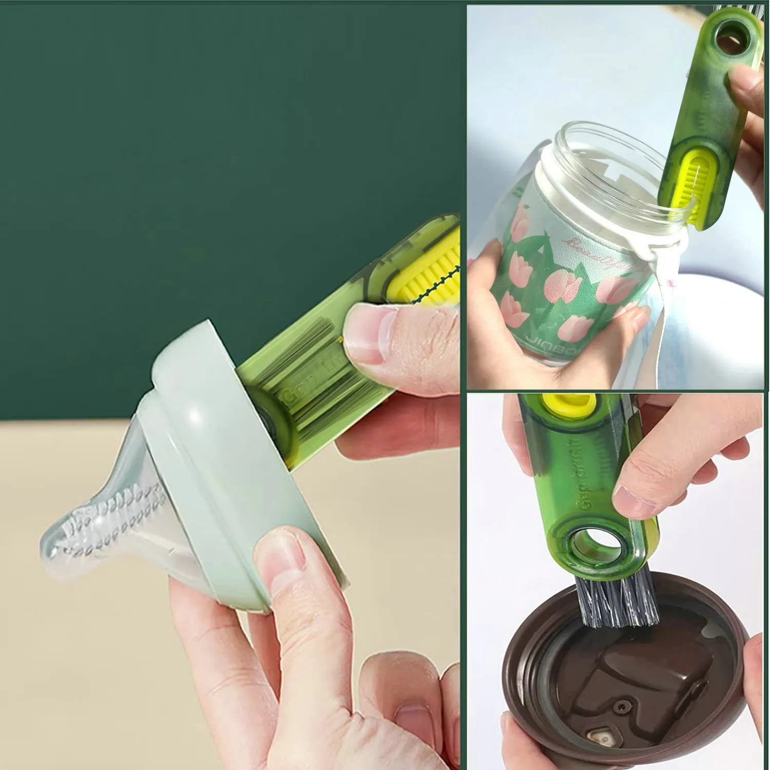 Multifunctional 3-in-1 Cup Lid Cleaning Brush Set