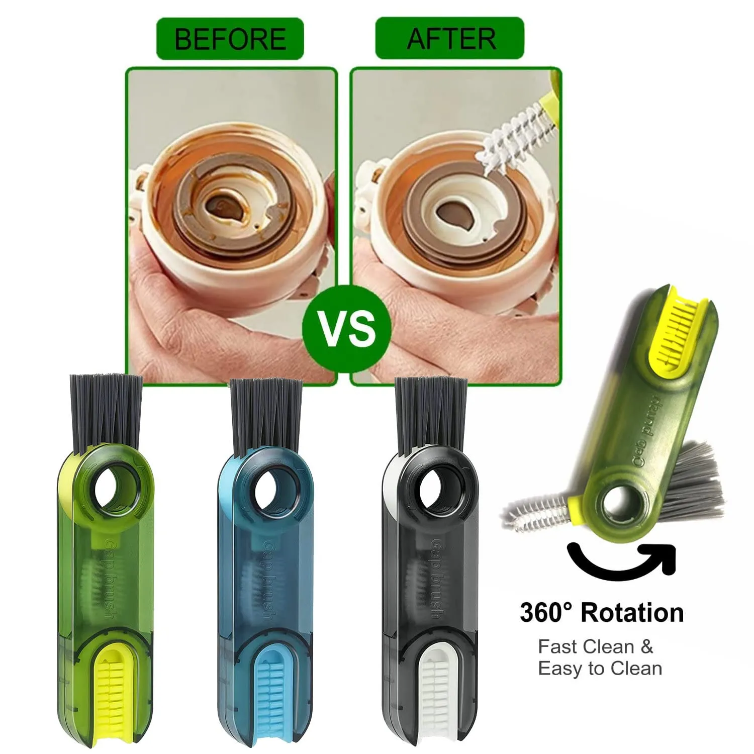 Multifunctional 3-in-1 Cup Lid Cleaning Brush Set