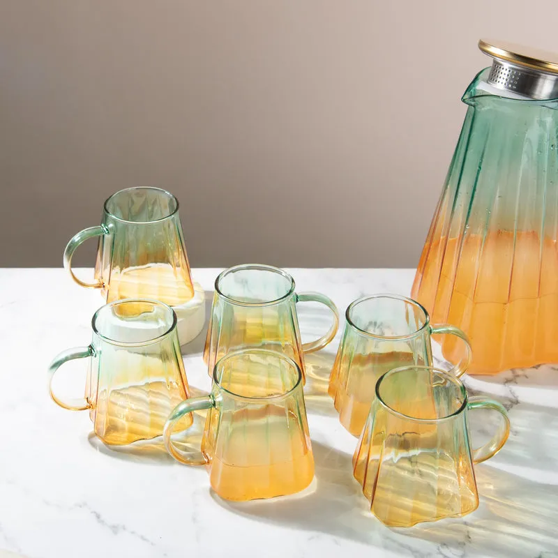 Nordic Gradient Jug With Strainer & Mug Set of 6