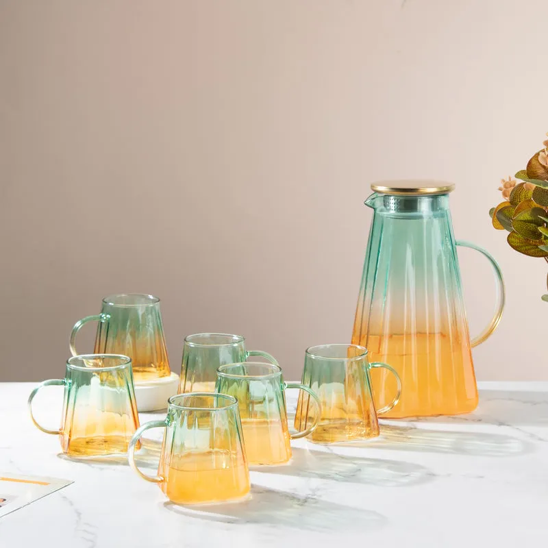 Nordic Gradient Jug With Strainer & Mug Set of 6