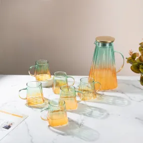Nordic Gradient Jug With Strainer & Mug Set of 6