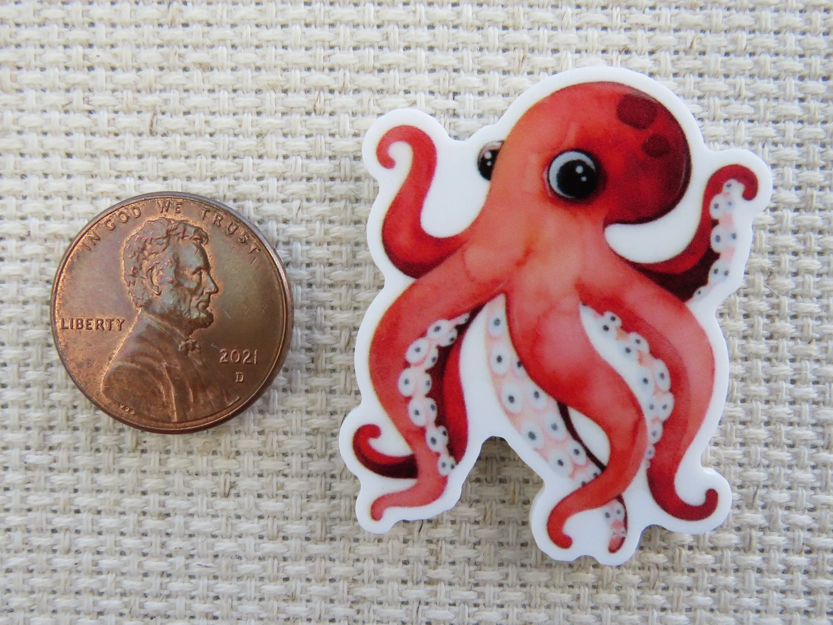 Orange Octopus Needle Minder, Cover Minder, Magnet