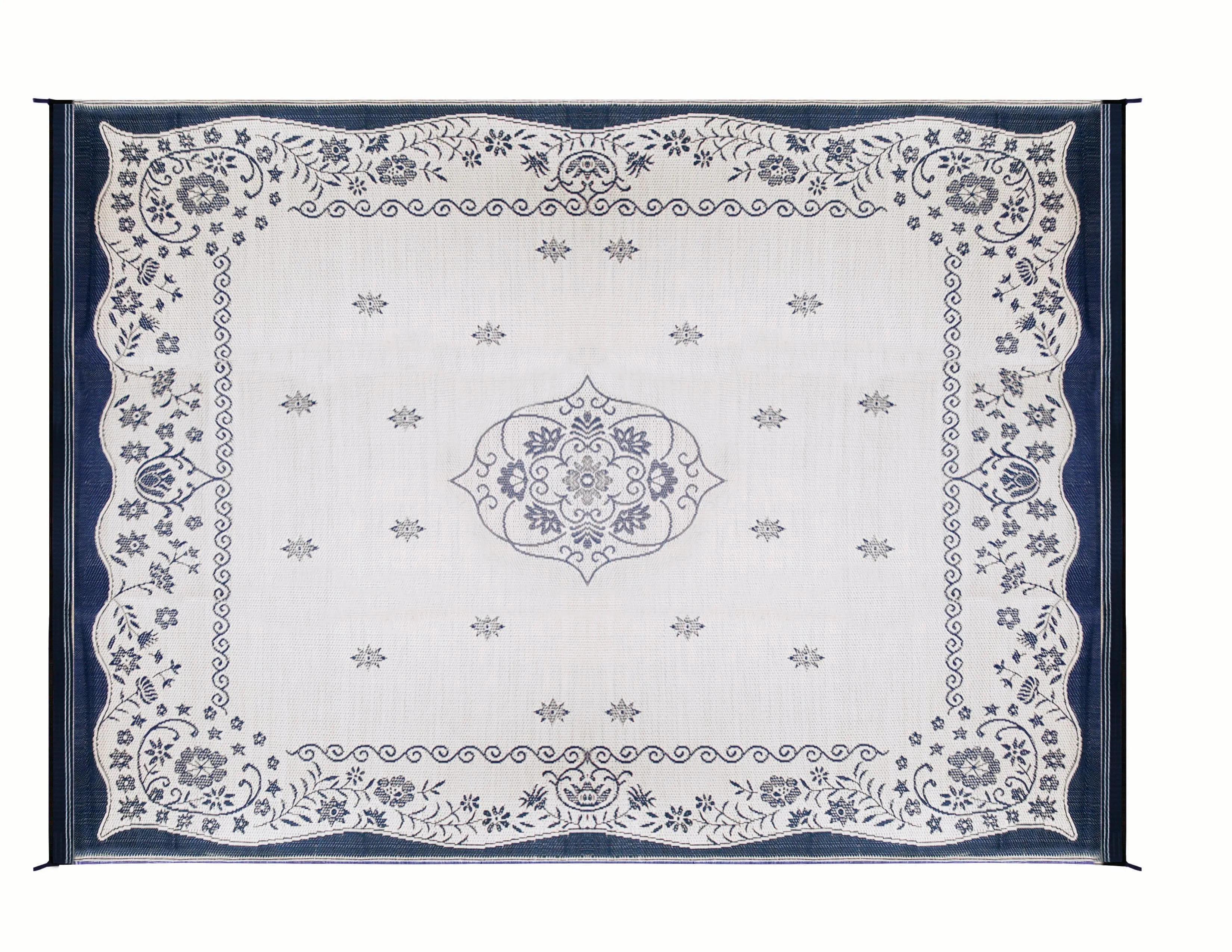 OUTDOOR MAT, 9FT X 12FT, BLUE ORIENTAL, W/UV