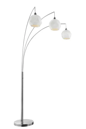 Pandora 3-Light Arch Lamp in Brushed Nickel with White Metal Cut Shade