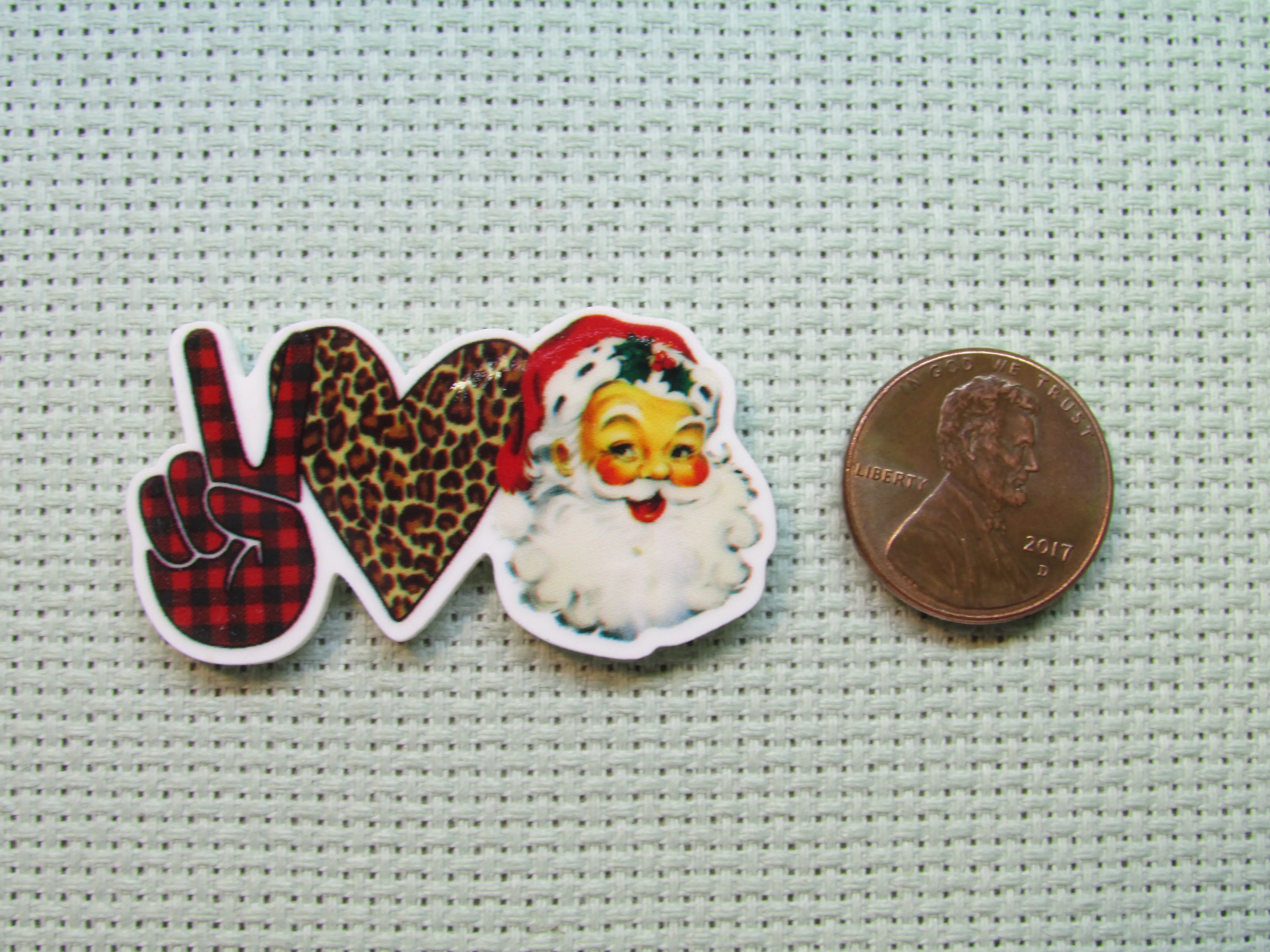 Peace Love Santa Needle Minder, Cover Minder, Magnet LAST ONE!