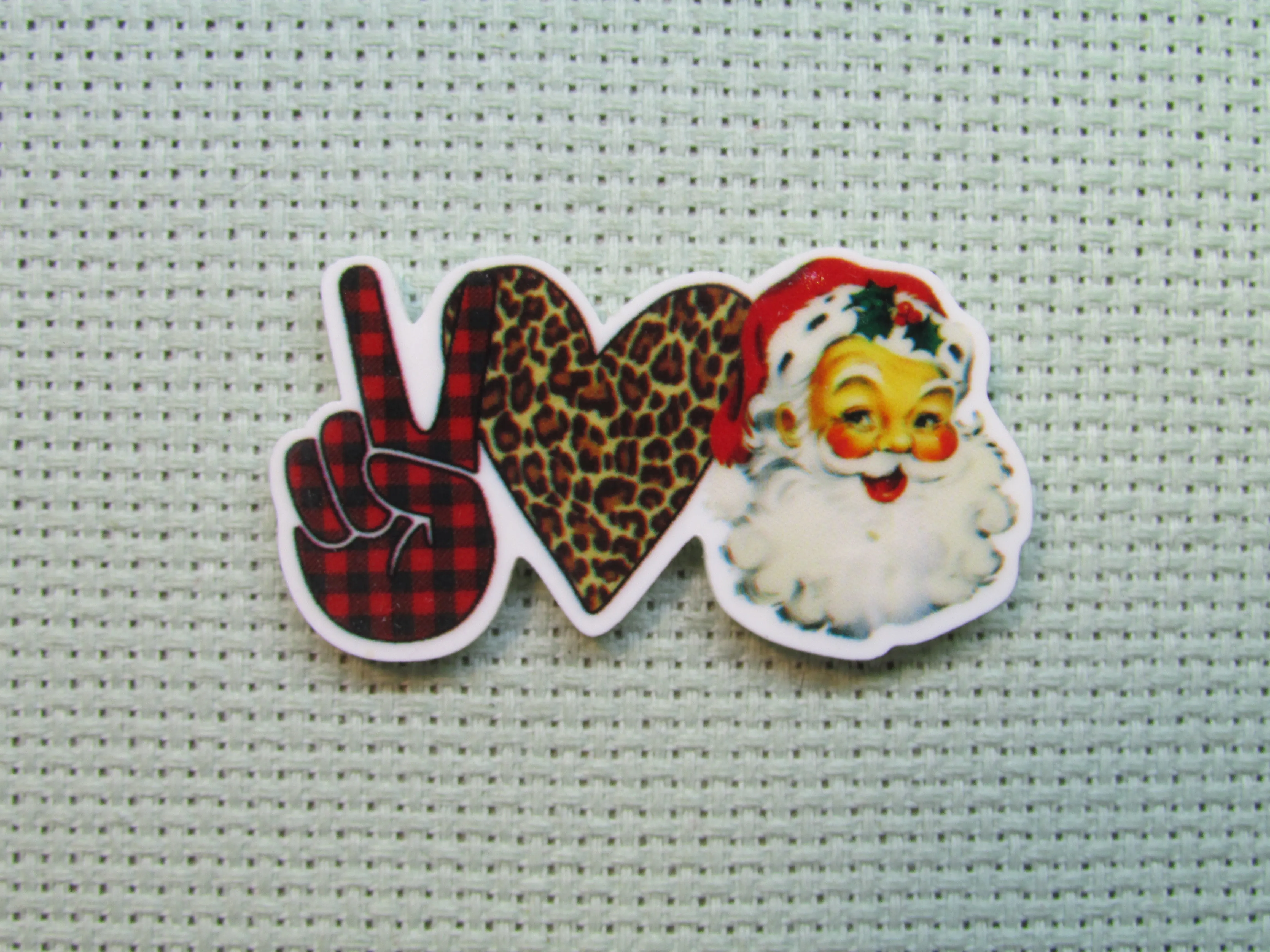 Peace Love Santa Needle Minder, Cover Minder, Magnet LAST ONE!