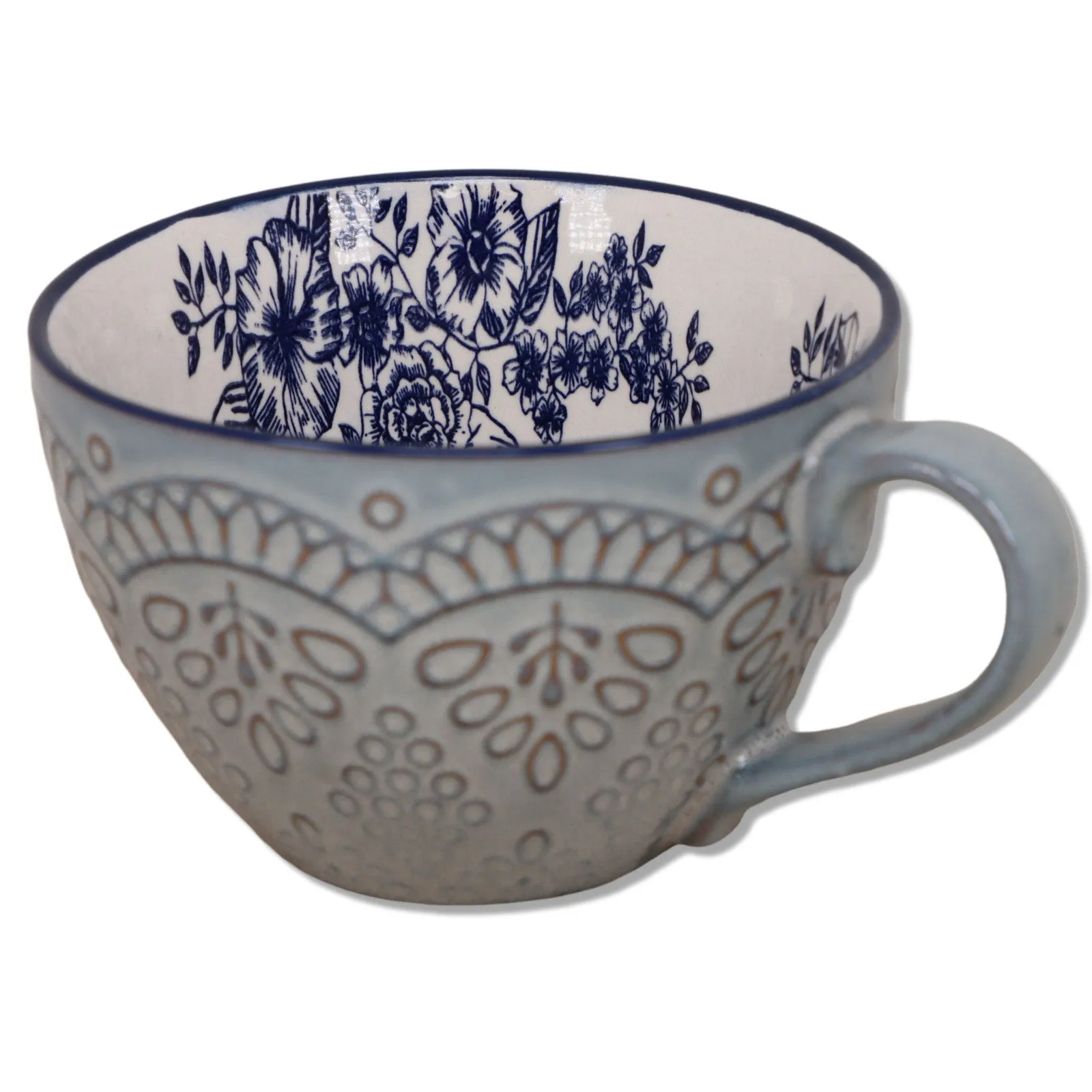 Pfaltzgraff Gabriela Blue 3" Coffee Mug Vintage Stoneware