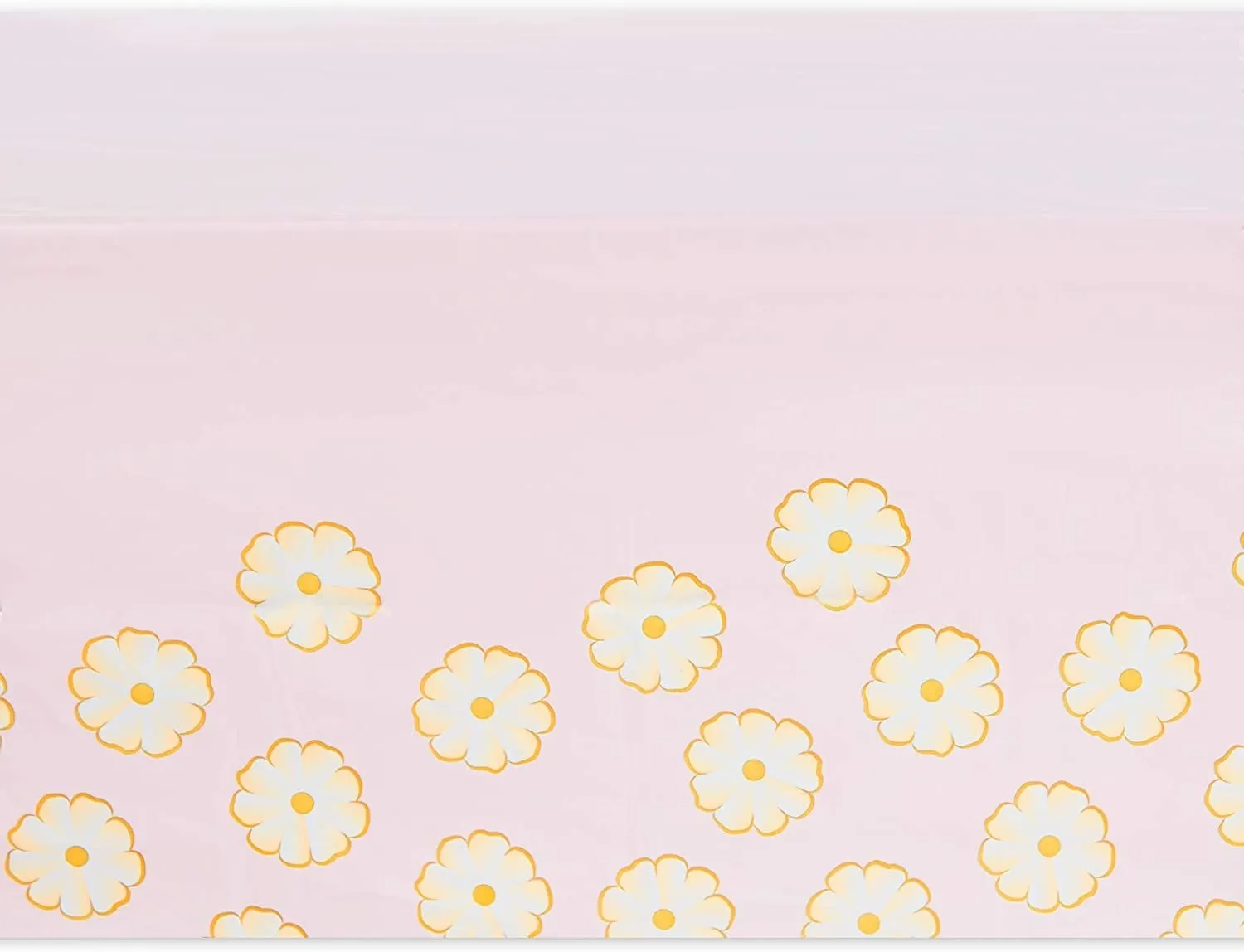 Pink Daisy Plastic Tablecloth for Weddings, Baby Showers (54 x 108 in, 3 Pack)