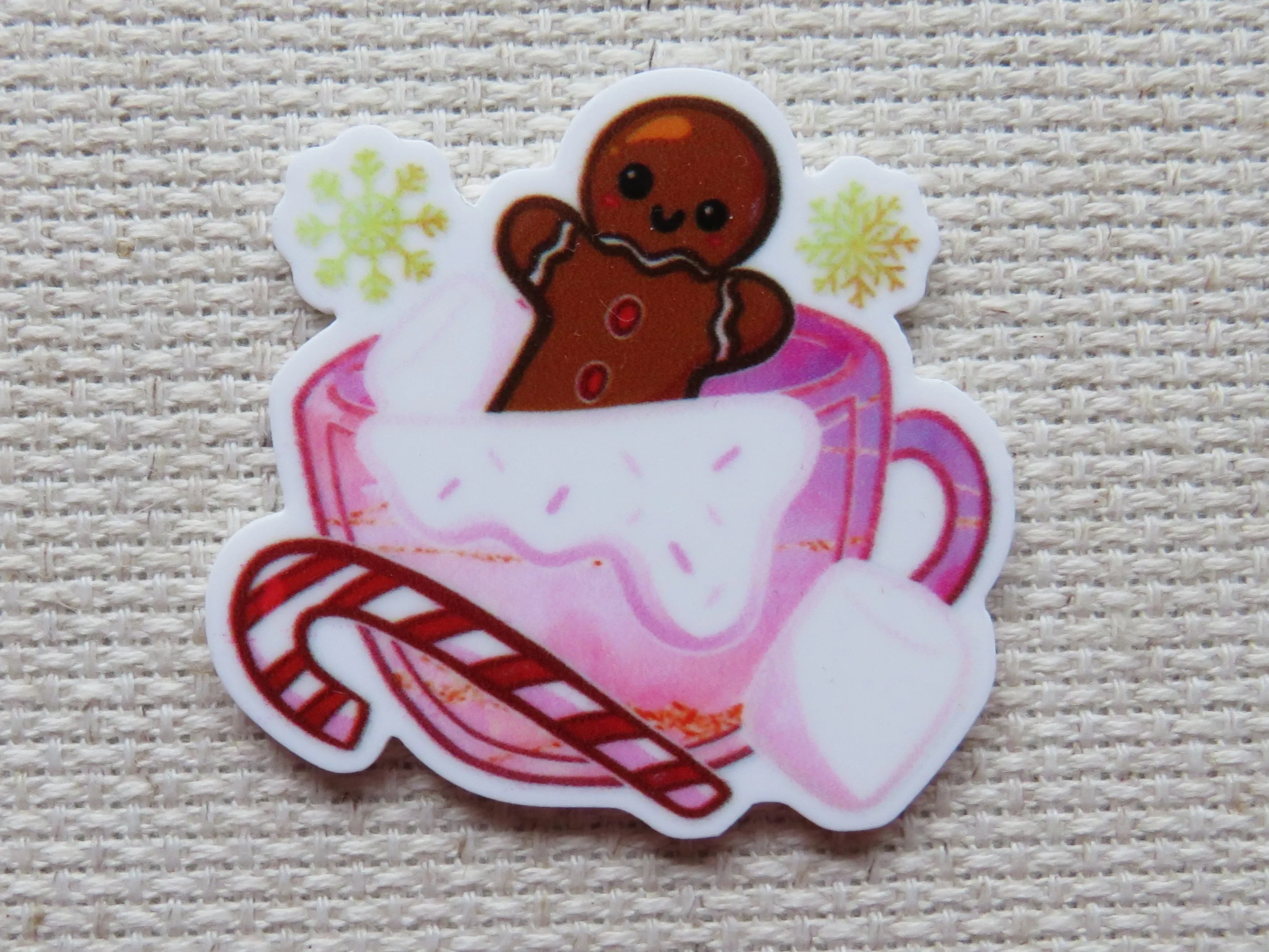 Pink Gingerbread Teacup Needle Minder, Cover Minder, Magnet