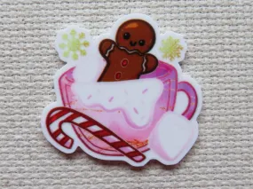 Pink Gingerbread Teacup Needle Minder, Cover Minder, Magnet