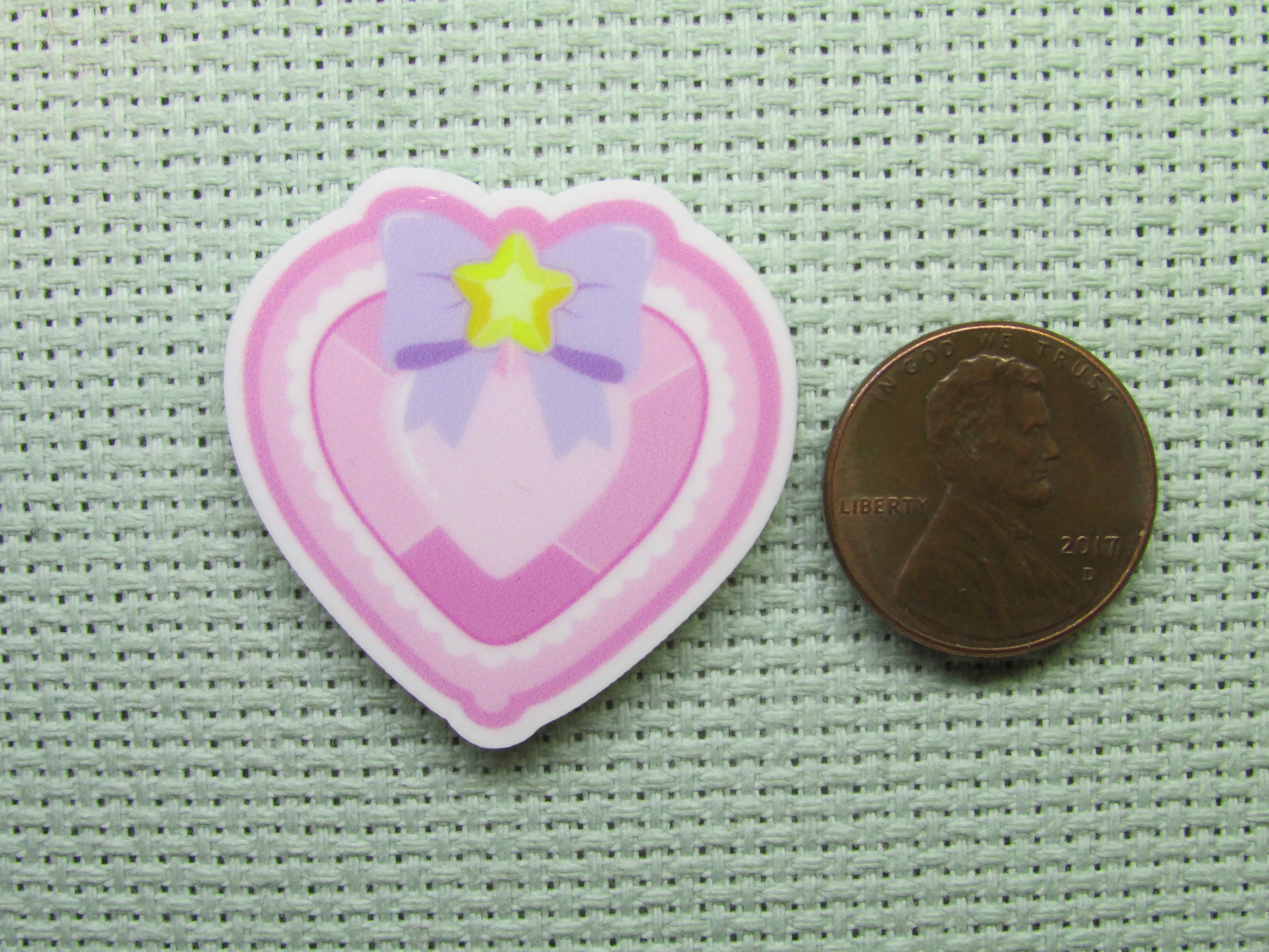 Pink Jeweled Looking Heart Needle Minder, Cover Minder, Magnet LAST ONE!