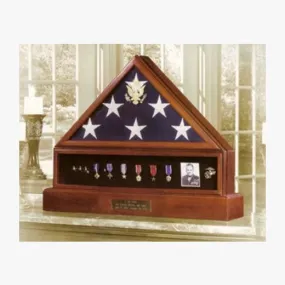 Presidential Pedestal Flag Medal Display - Walnut Material.
