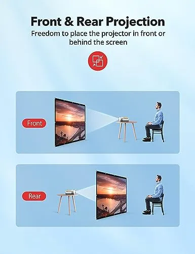 Projector Screen, HYZ 120 inch Portable Projector Screen Indoor Outdoor Projection Screen 16:9 4K HD Wrinkle-Free Foldable Movie Screen for Backyard, Double Sided Projection for Home Theater