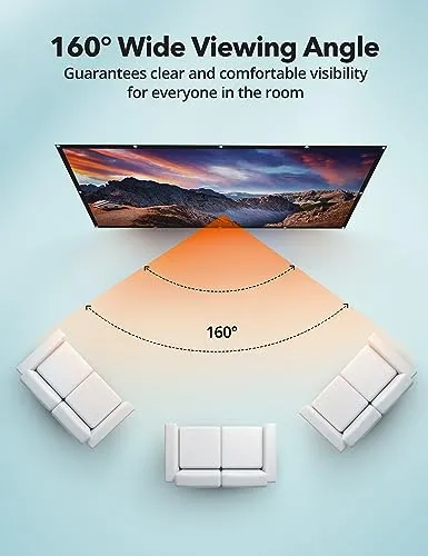 Projector Screen, HYZ 120 inch Portable Projector Screen Indoor Outdoor Projection Screen 16:9 4K HD Wrinkle-Free Foldable Movie Screen for Backyard, Double Sided Projection for Home Theater