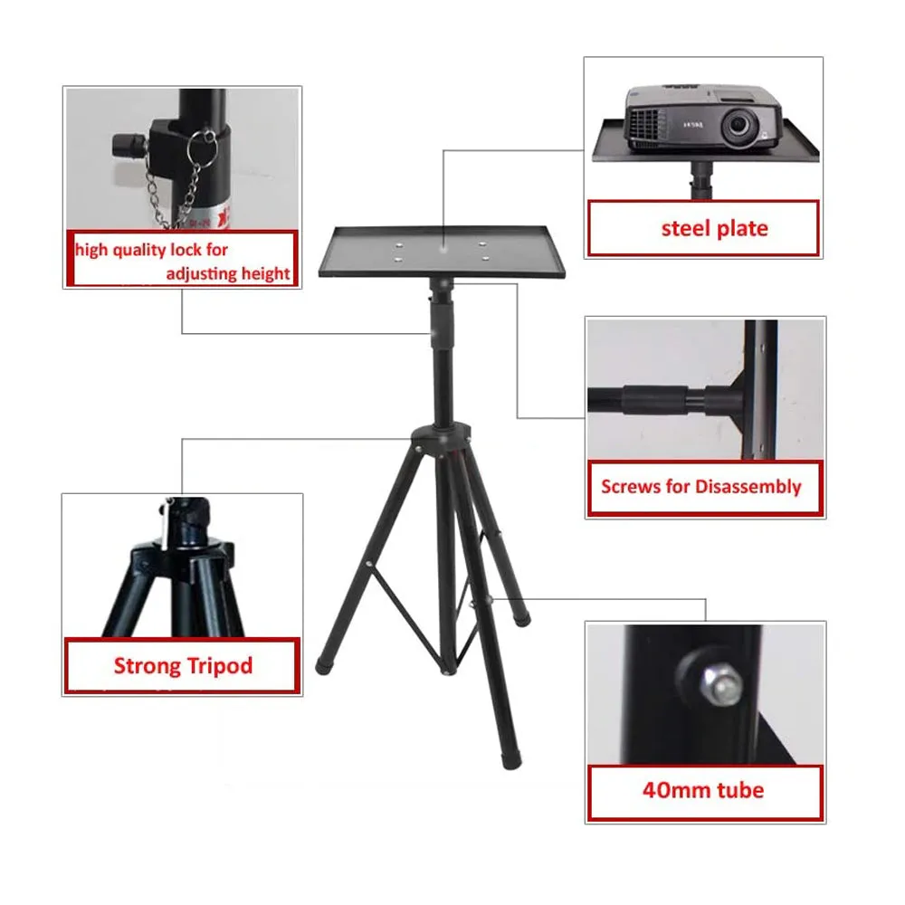 Projector Tripod Stand |Universal Speaker Stand Mount Holder |Adjustable Height from 40Inch to 71Inch] with Mounting Bracket & Rack Tray| Pack of 2