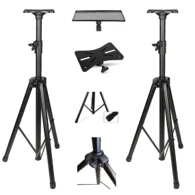 Projector Tripod Stand |Universal Speaker Stand Mount Holder |Adjustable Height from 40Inch to 71Inch] with Mounting Bracket & Rack Tray| Pack of 2