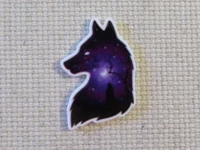 Purple Night Scene Wolf Profile Needle Minder, Cover Minder, Magnet