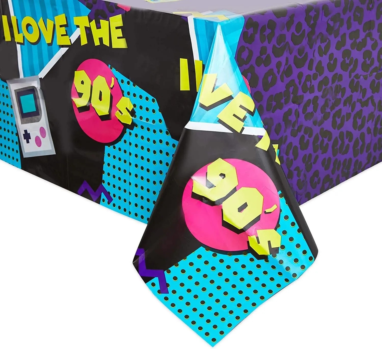 Purple Plastic Tablecloth for 90’s Birthday Party (54 x 108 in, 3 Pack)