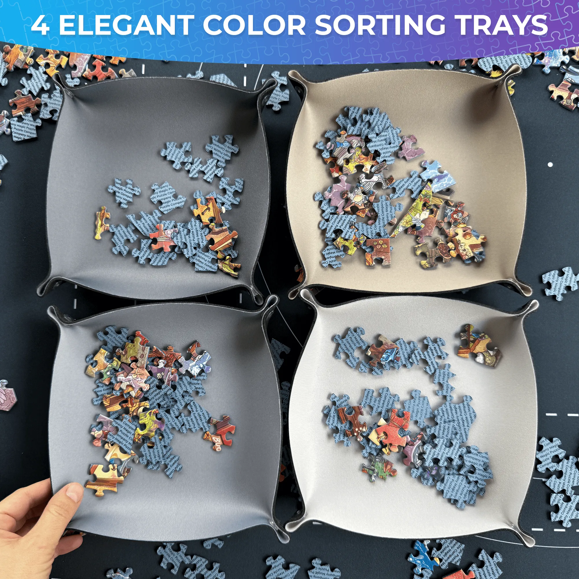 Puzzle Mat Roll Up Gray to 1500 pcs | Storage Trays