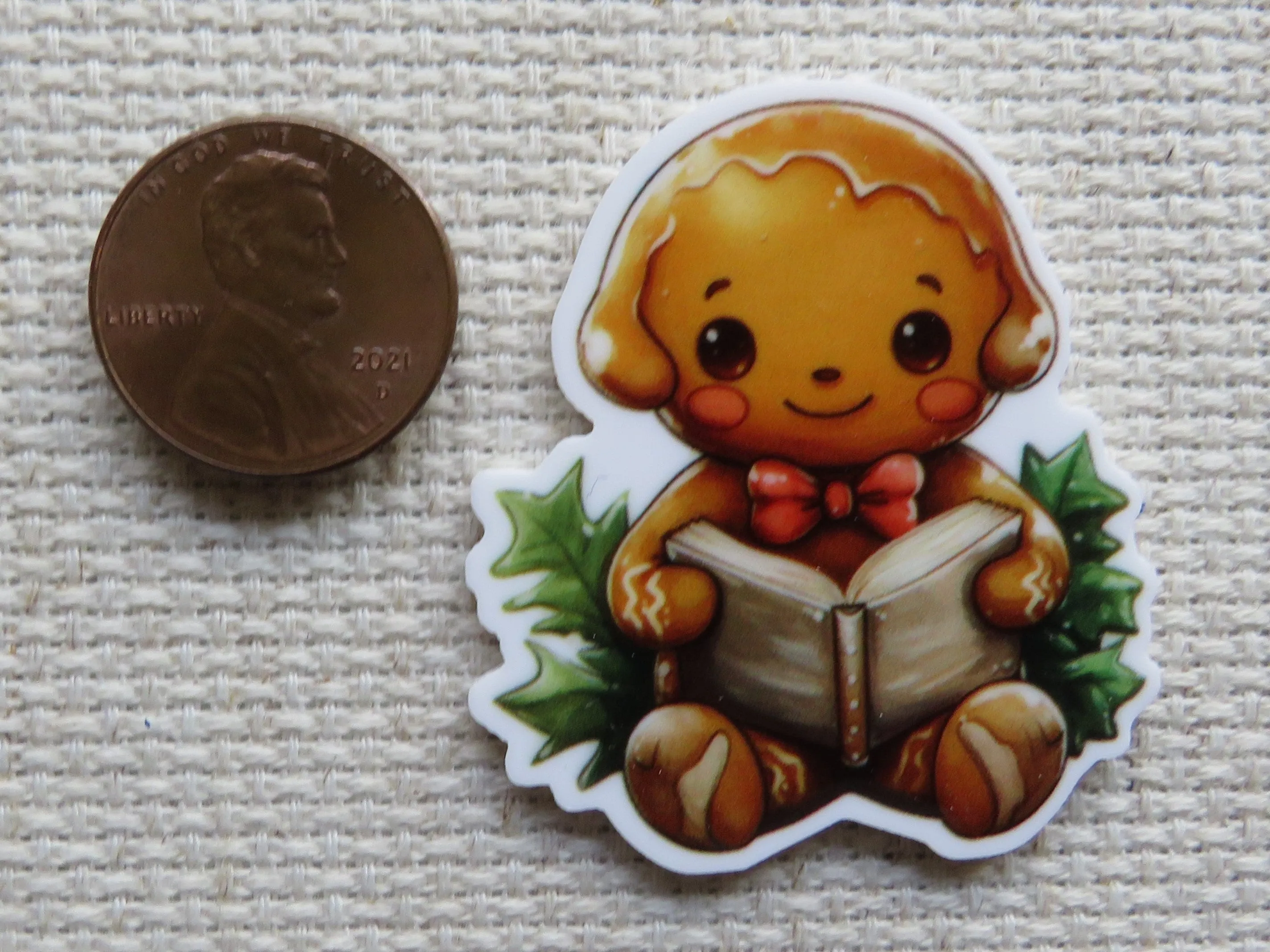 Reading Gingerbread Man Needle Minder, Cover Minder, Magnet