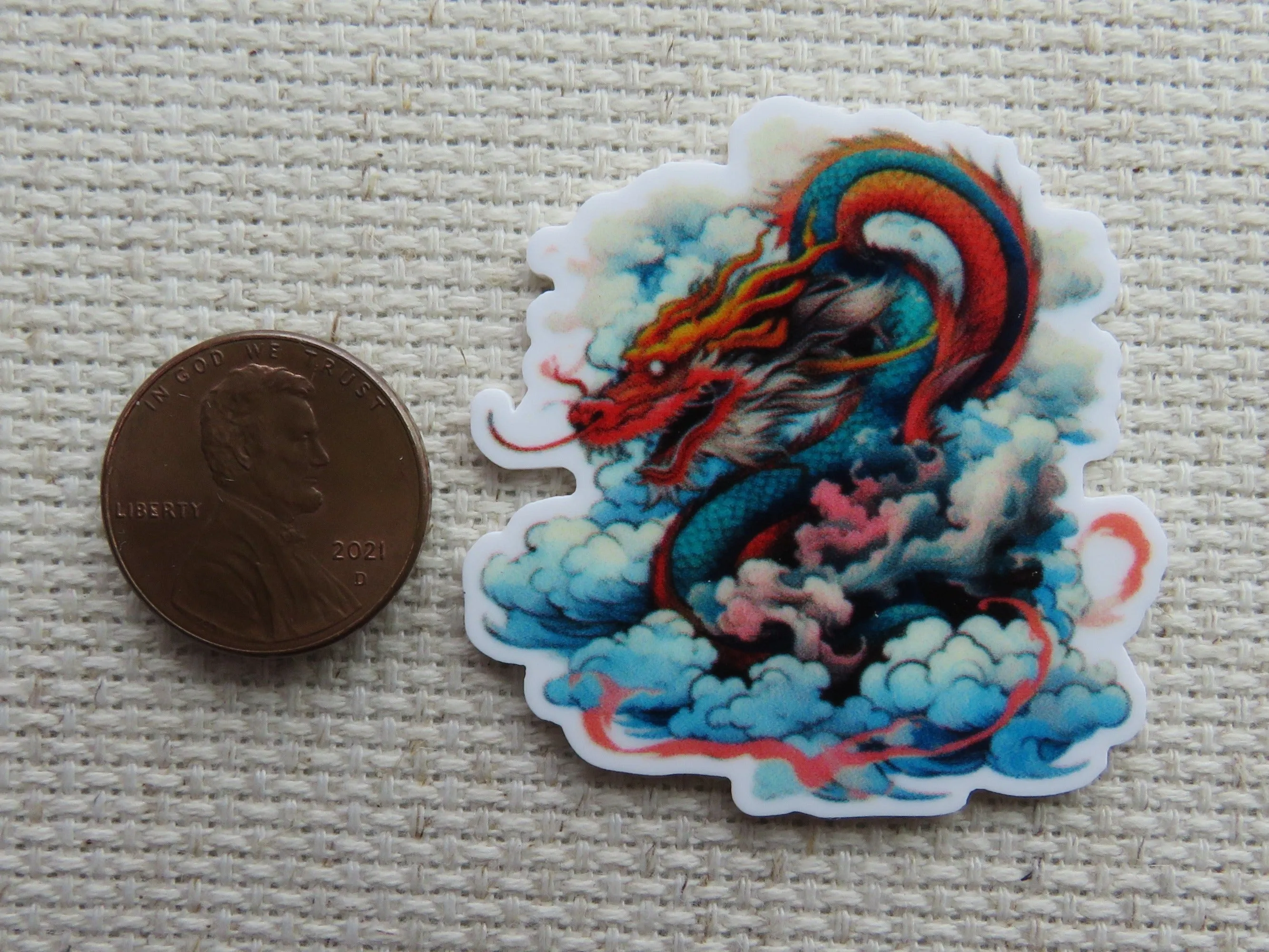 Red Dragon Resting on a Cloud Needle Minder, Cover Minder, Magnet