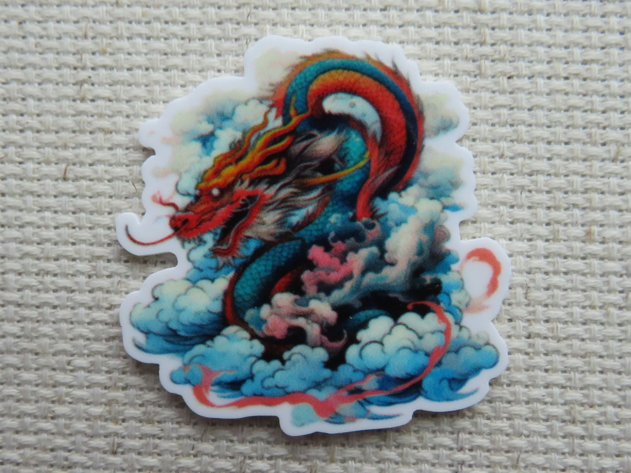 Red Dragon Resting on a Cloud Needle Minder, Cover Minder, Magnet