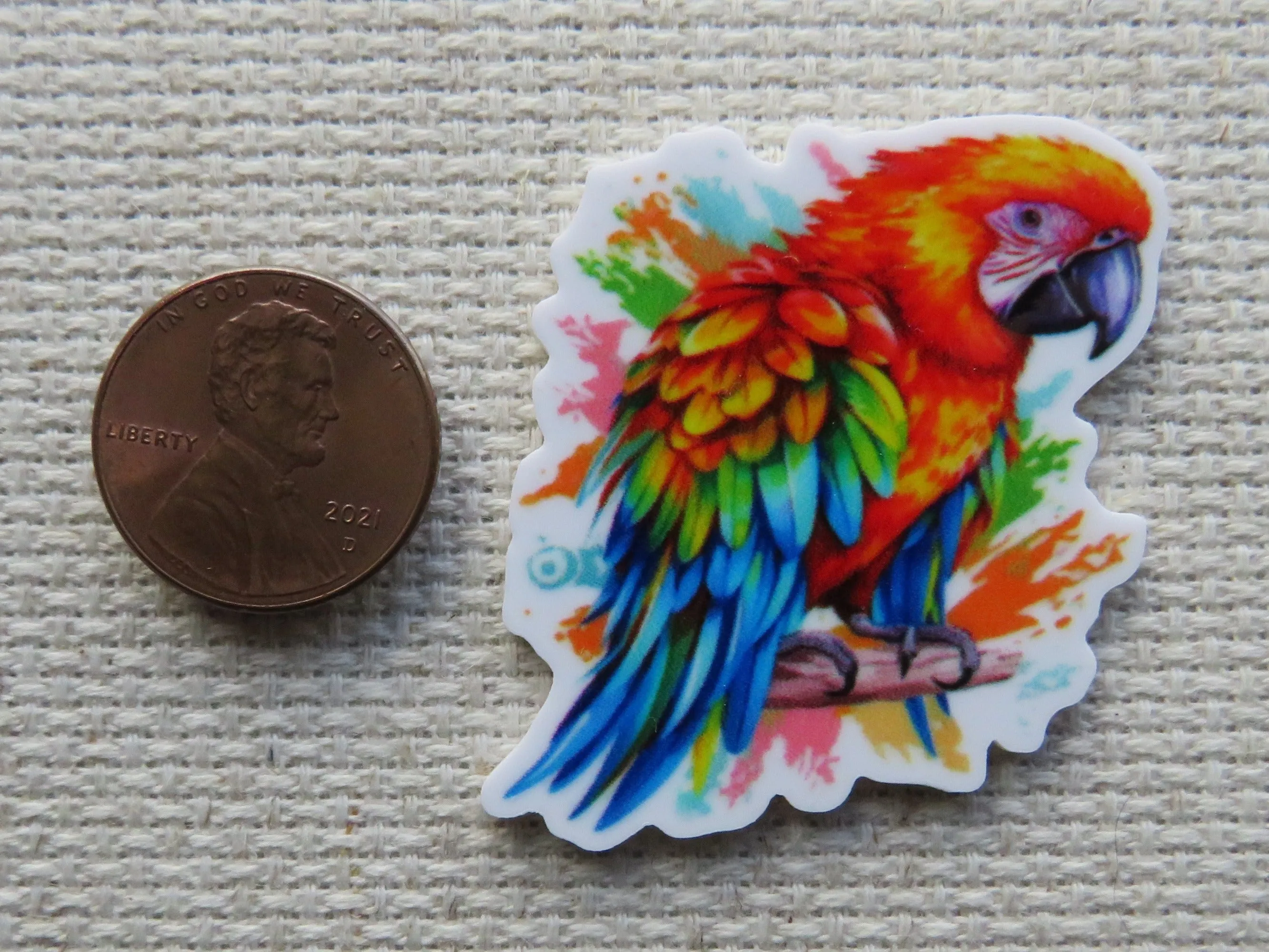 Red Macaw Needle Minder, Cover Minder, Magnet
