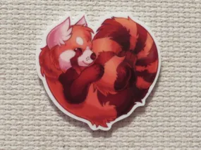 Red Panda Heart Needle Minder, Cover Minder, Magnet