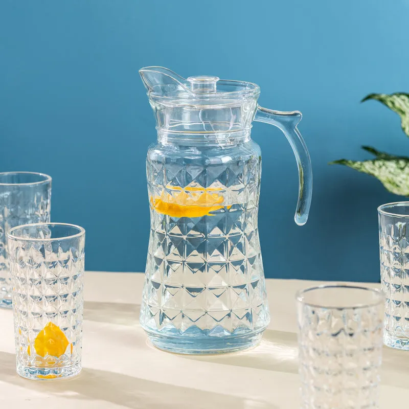 Refined Cut Glass Jug With 6 Pc Tumbler