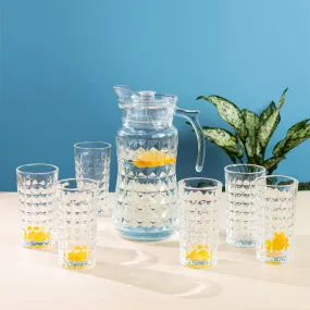 Refined Cut Glass Jug With 6 Pc Tumbler