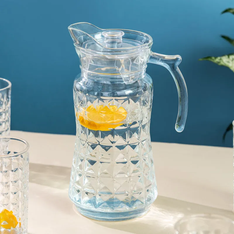 Refined Cut Glass Jug With 6 Pc Tumbler
