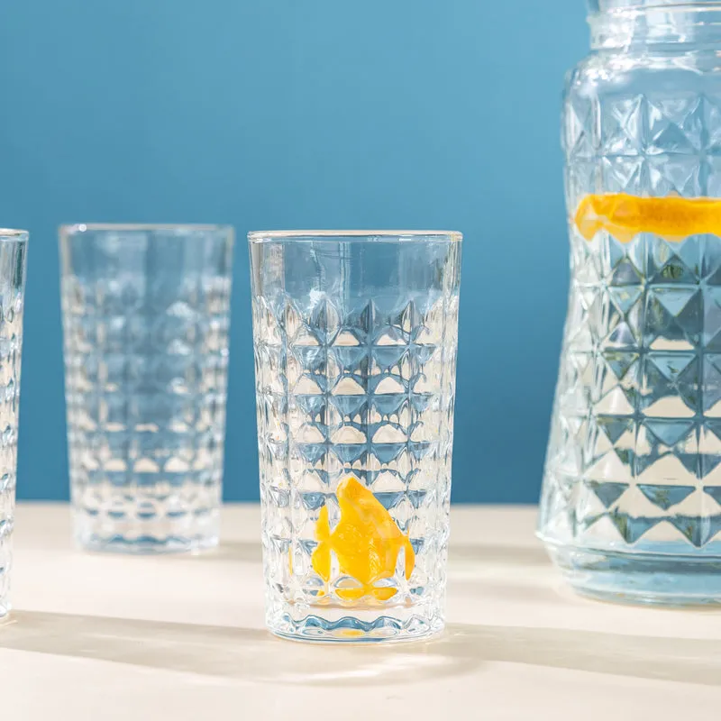 Refined Cut Glass Jug With 6 Pc Tumbler