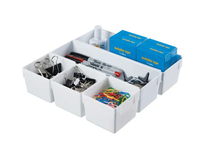 Rubbermaid® 2910-RD-WHT Plastic Drawer Organizer, White, 3" x 3" x 2"