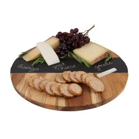 Rustic Farmhouse™ Acacia Wood and Slate Lazy Susan by Twine