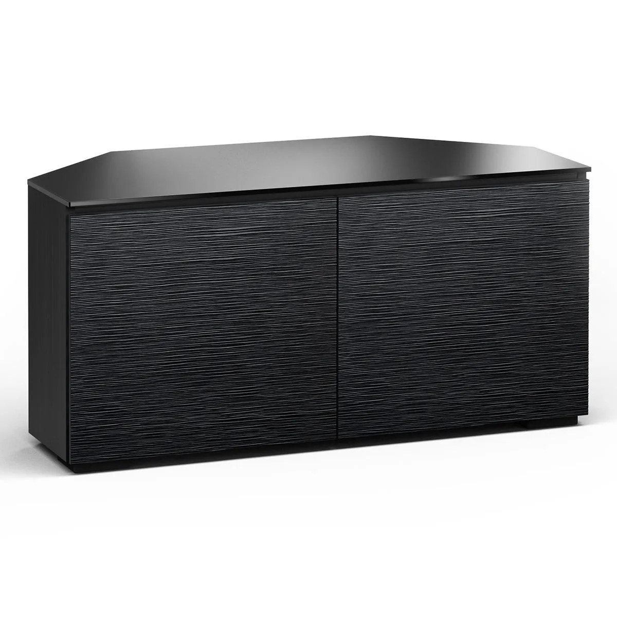 Salamander Chameleon Collection Chicago 221 Twin Corner AV Cabinet (Textured Black Oak with Black Glass Top)