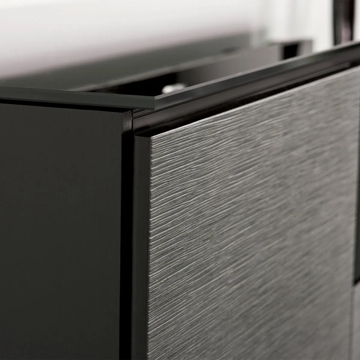 Salamander Chameleon Collection Chicago 236 Triple Speaker Integrated Cabinet (Textured Black Oak with Black Glass Top)
