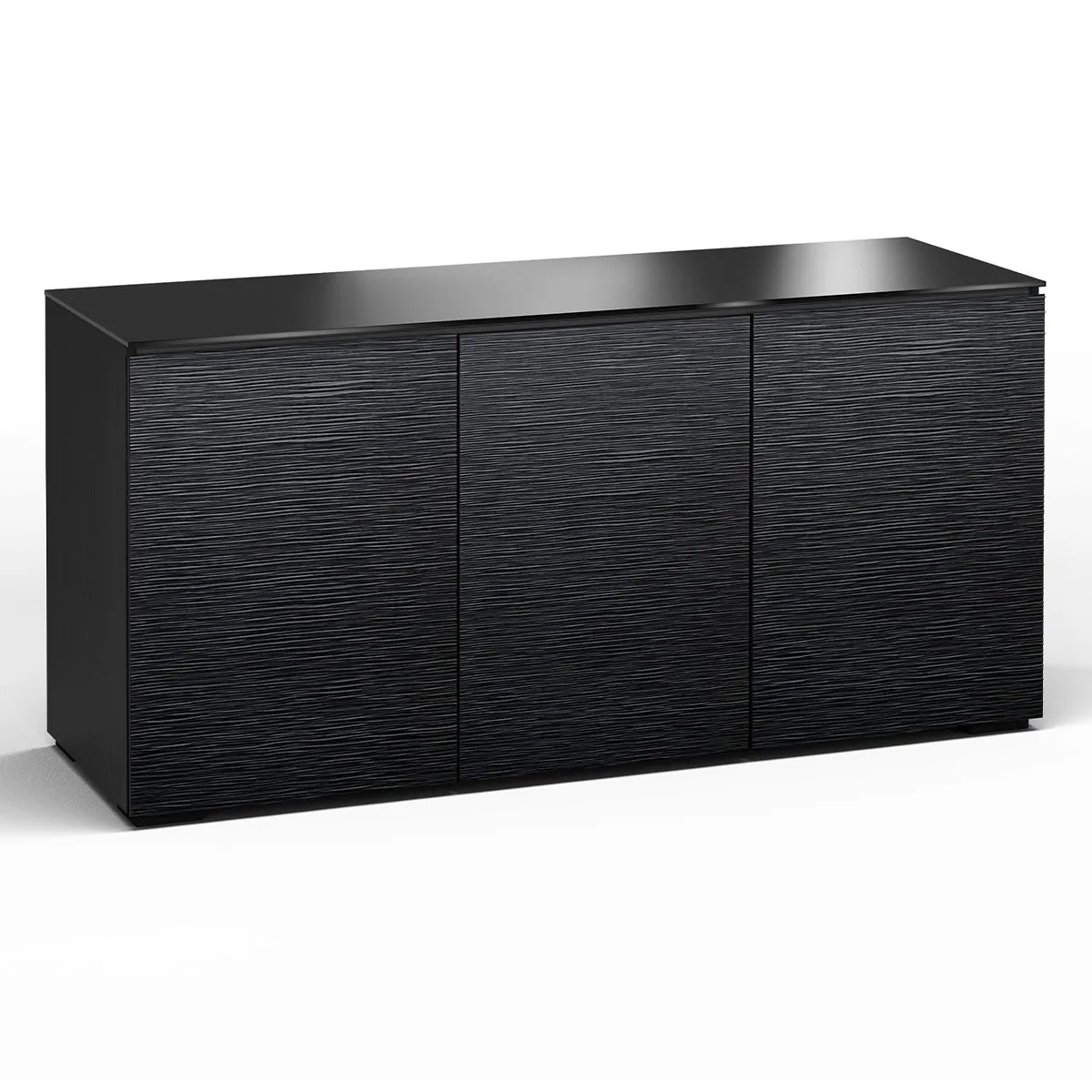 Salamander Chameleon Collection Chicago 337 Triple AV Cabinet (Textured Black Oak with Black Glass Top)