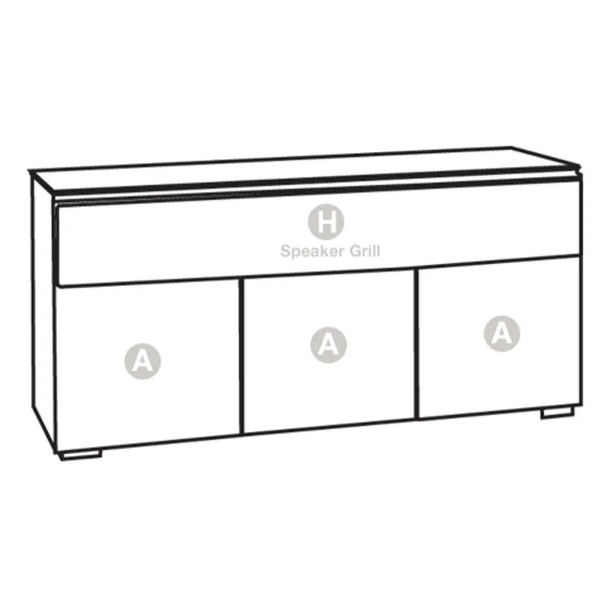 Salamander Chameleon Collection Miami 339 Speaker Integrated Cabinet (Gloss White with Black Glass Top)