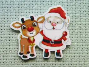 Santa and Rudolph Needle Minder, Cover Minder, Magnet