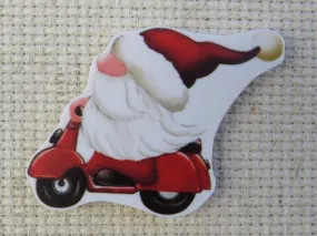 Santa Gnome Riding a Scooter Needle Minder, Cover Minder, Magnet