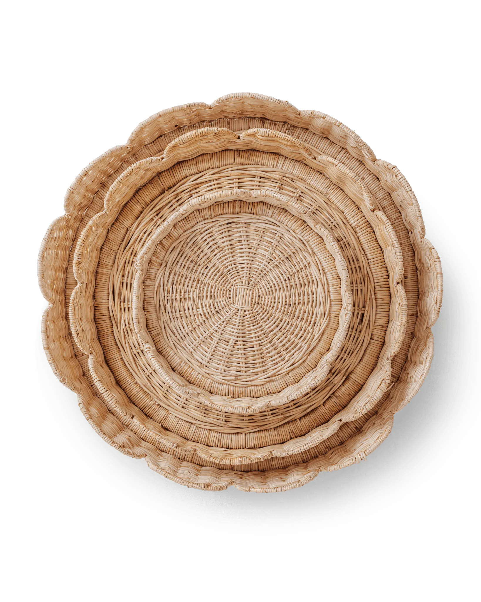 Scallop Rattan Round Tray