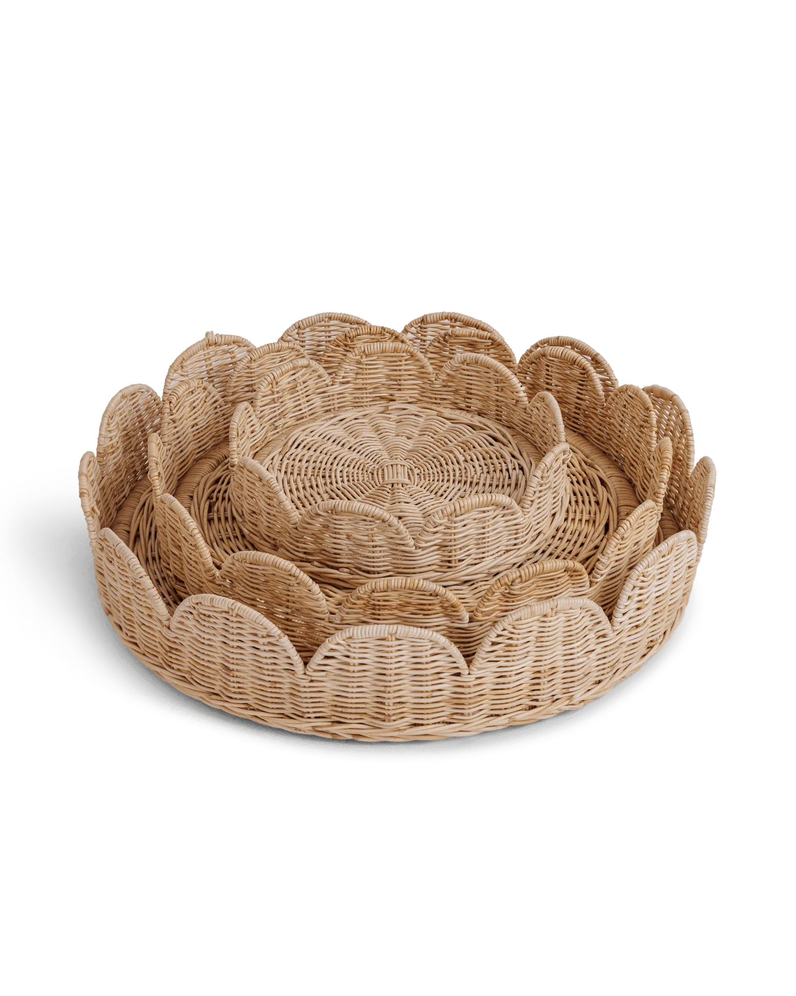 Scallop Rattan Round Tray