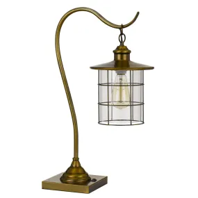 Silverton Desk Lamp with Glass Shade (Edison Bulb Included) in Rubbed Antiqued Brass