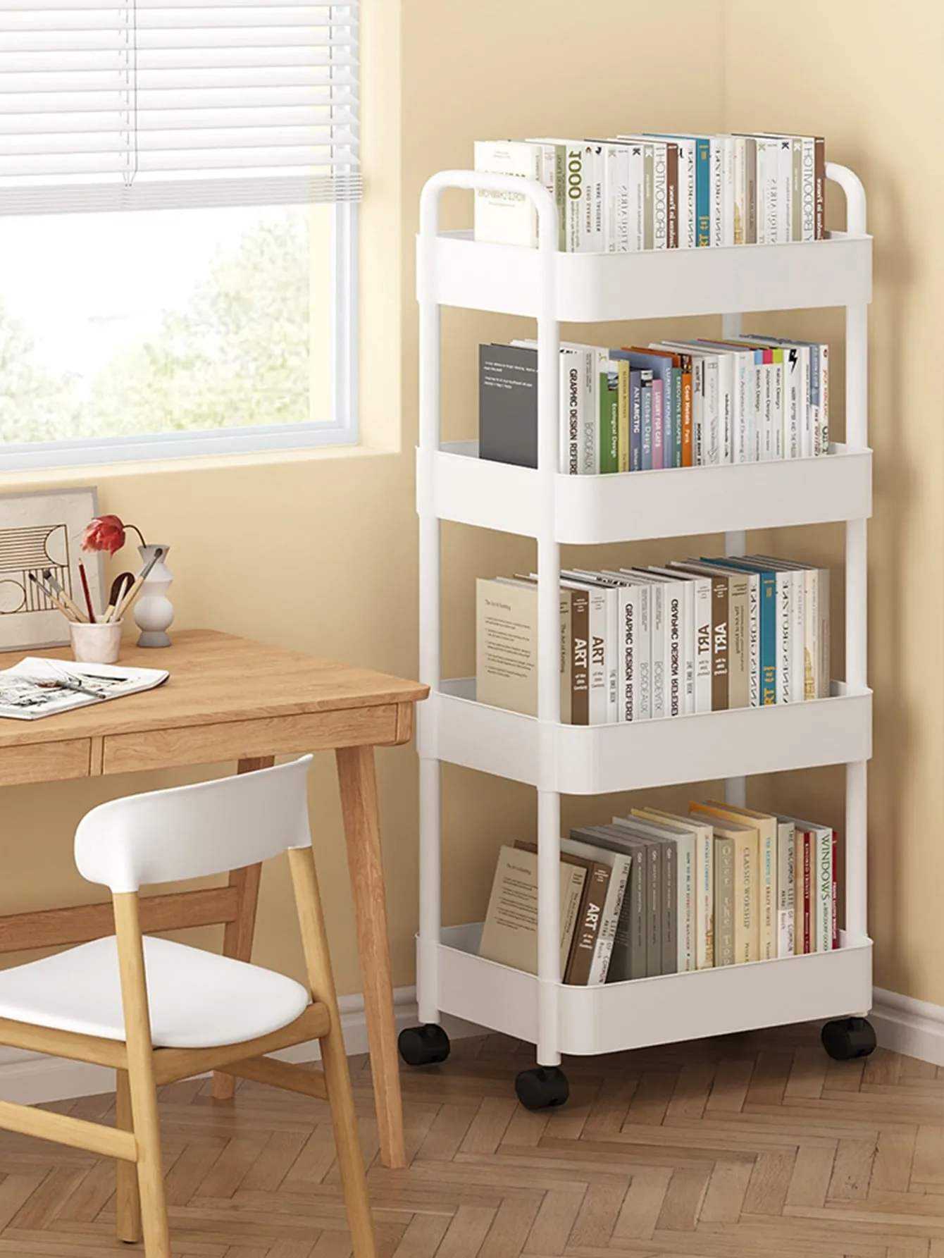 Small Cart Storage Rack Floor-standing Multi-layer Movable Snack Kitchen/bathroom/bedroom Shelf Organizer